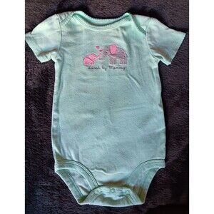 shirt 12 Months Simple Joys short sleeve Green Elephants Loved By Mommy baby